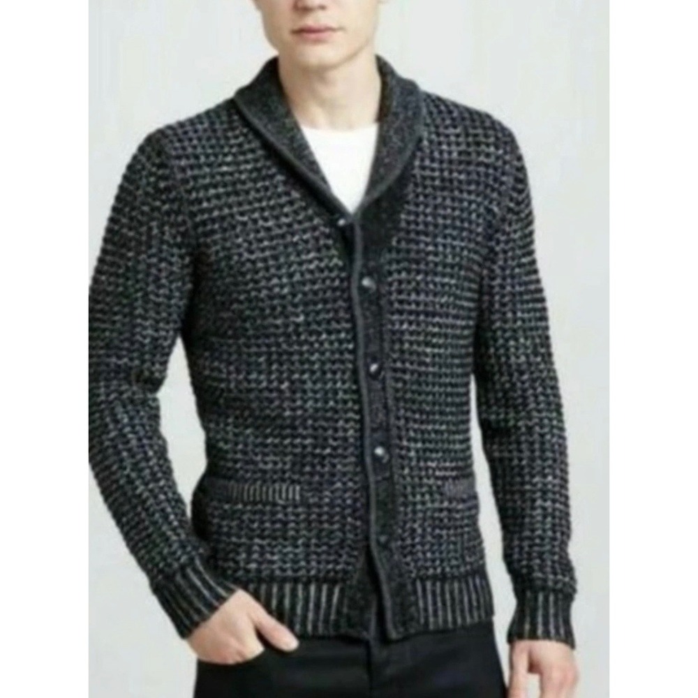 Rag & Bone Neiman Marcus Men XXL Shawl Collar Cardigan Waffle Knit Sweater